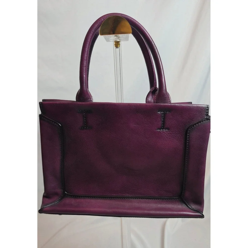 Feigitor Purple Leather Crossbody Bag Convertible Satchel Handbag Fall Style